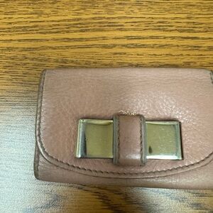 Preloved Chloe Tan - pale pink Leather keyholder with Silver Accents